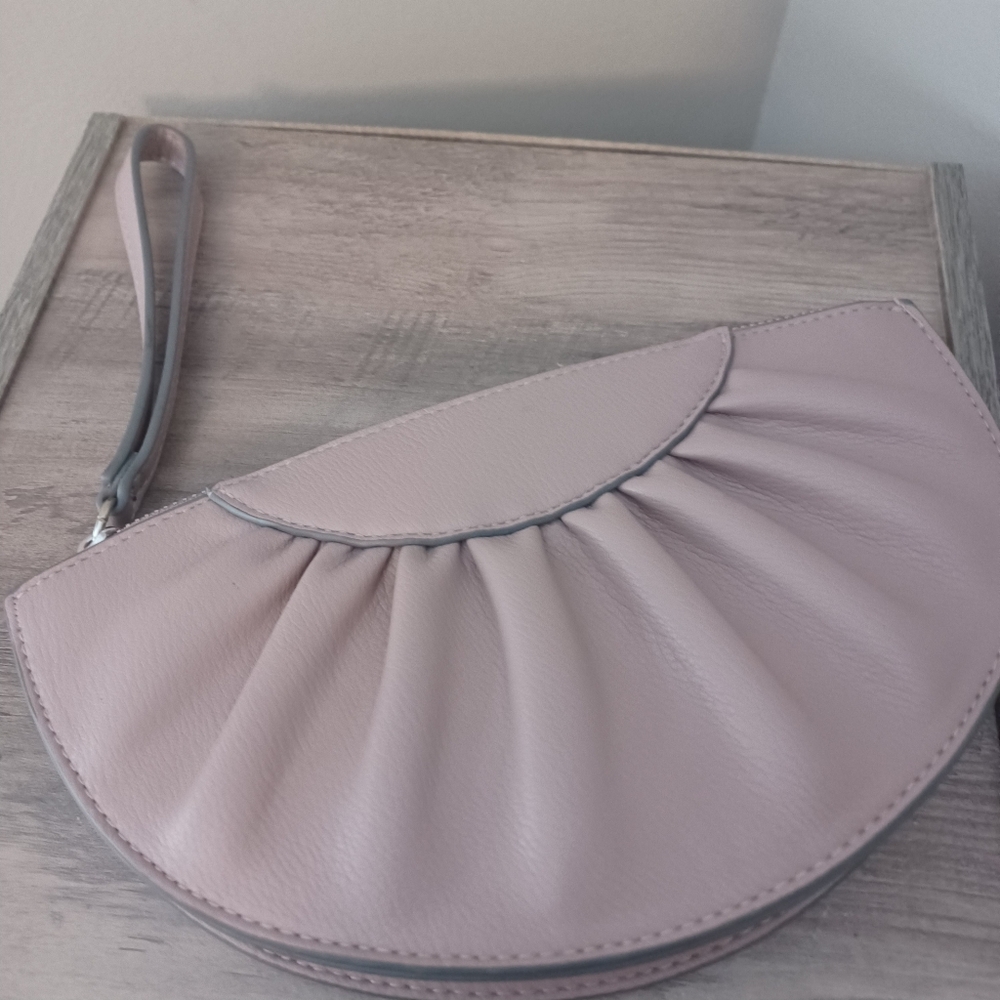 A New Day Rose Pink Half Moon Rauched Wristlet Wallet